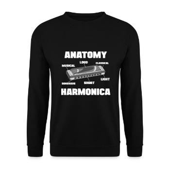 Anatomy Harmonica Player Harmonicist Mouth harp - Unisex Pullover - Schwarz - Vorne - Alina (178cm) & Michal (187cm)