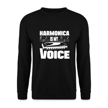 Harmonica Is My Voice Harmonica Player Mouth harp - Unisex Pullover - Schwarz - Vorne - Alina (178cm) & Michal (187cm)