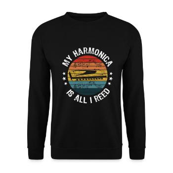 My Harmonica Is All I Reed Harmonica Player Gift - Unisex Pullover - Schwarz - Vorne - Alina (178cm) & Michal (187cm)