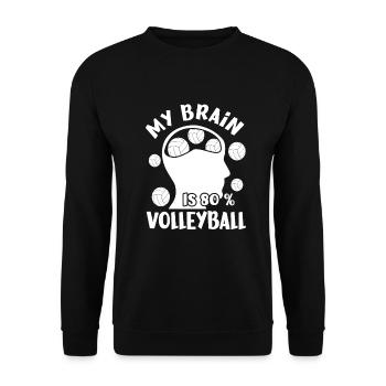 My Brain Is 80 % Volleyball Graphic Gift - Unisex Pullover - Schwarz - Vorne - Alina (178cm) & Michal (187cm)