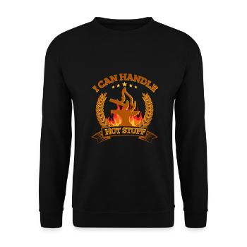 Forgeron Je peux gérer l’idée cadeau de trucs chauds - Sweat-shirt Unisexe - noir - Devant - Alina (178cm) & Michal (187cm)