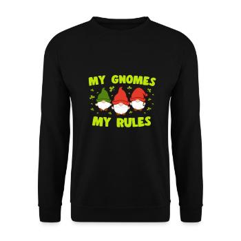 Mes Gnomes Mes règles Feuille d’Amant Elfe Jardin Miniature - Sweat-shirt Unisexe - noir - Devant - Alina (178cm) & Michal (187cm)