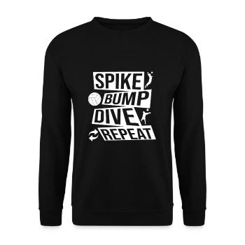 Spike Bump Dive Repeat Volleyball Graphic Idea - Unisex Pullover - Schwarz - Vorne - Alina (178cm) & Michal (187cm)