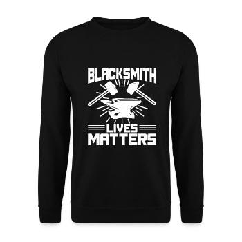 Blacksmith Lives Matters Forging Gift Idea - Unisex Pullover - Schwarz - Vorne - Alina (178cm) & Michal (187cm)