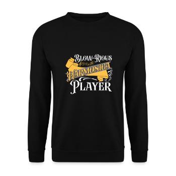 Blow-rious Harmonica Player Harmonicist Gift Idea - Unisex Sweatshirt - black - Front - Alina (178cm) & Michal (187cm)