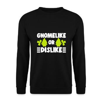 Gnomelike Or Dislike Elf Garden Miniature Gift - Unisex Sweatshirt - black - Front - Alina (178cm) & Michal (187cm)