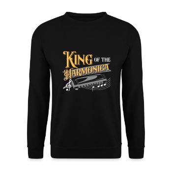 King Of The Harmonica Player Harmonicist Gift Idea - Unisex Sweatshirt - black - Front - Alina (178cm) & Michal (187cm)