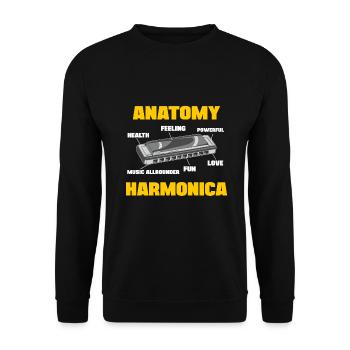 Harpiste française Anatomie Harmoniciste - Sweat-shirt Unisexe - noir - Devant - Alina (178cm) & Michal (187cm)