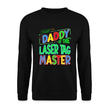 Daddy Of the Laser Tag Birthday Boy Master - Unisex Sweatshirt - black - Front - Alina (178cm) & Michal (187cm)