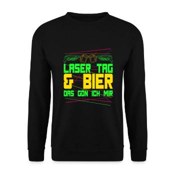 Laser Tag & Bière L’idée cadeau - Sweat-shirt Unisexe - noir - Devant - Alina (178cm) & Michal (187cm)