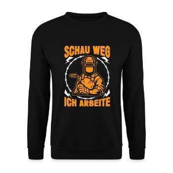 Schweißer Schau Weg Ich Arbeite Schweisser - Unisex Pullover - Schwarz - Vorne - Alina (178cm) & Michal (187cm)