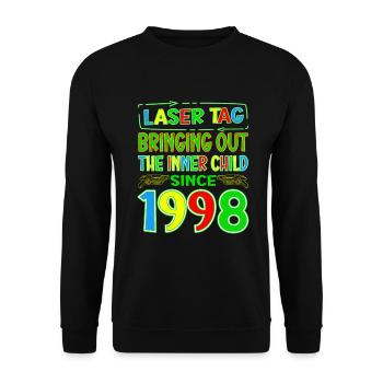 Laser Tag Bringing Out The Inner Child Years Old - Unisex Pullover - Schwarz - Vorne - Alina (178cm) & Michal (187cm)
