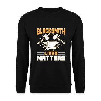 Blacksmith Lives Matters Metalsmith Gift Idea - Unisex Pullover - Schwarz - Vorne - Alina (178cm) & Michal (187cm)