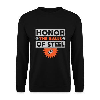 Honor The Balls Of Steel Pinball Player Gift - Unisex Pullover - Schwarz - Vorne - Alina (178cm) & Michal (187cm)
