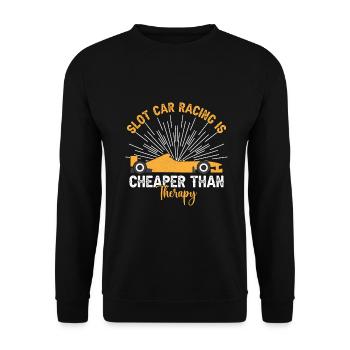 La course de voitures à sous est moins chère que le cadeau de thérapie - Sweat-shirt Unisexe - noir - Devant - Alina (178cm) & Michal (187cm)