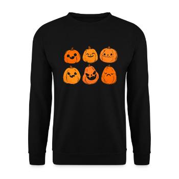 Jack O Laterne Kürbis Gesicht Retro Halloween - Unisex Pullover - Schwarz - Vorne - Alina (178cm) & Michal (187cm)