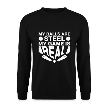 Pinball Machine My Balls Are Steel My Game Is Real - Unisex Pullover - Schwarz - Vorne - Alina (178cm) & Michal (187cm)