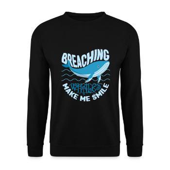 Breaching Whales Make Me Smile Whale Lover Gifts - Unisex Sweatshirt - black - Front - Alina (178cm) & Michal (187cm)