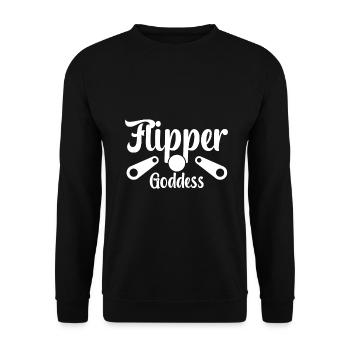 Flipper Goddess Pinball Player GIft Idea - Unisex Pullover - Schwarz - Vorne - Alina (178cm) & Michal (187cm)
