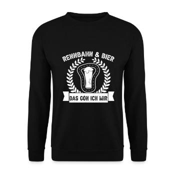Slotracing Rennbahn & Bier Das Gön Ich Mir - Unisex Pullover - Schwarz - Vorne - Alina (178cm) & Michal (187cm)