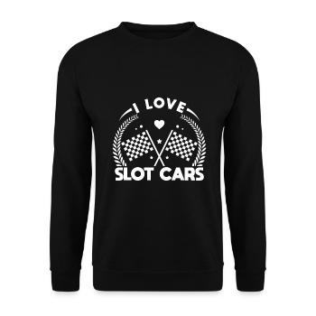 I Love Slot Cars Drag Racing Idea - Unisex Pullover - Schwarz - Vorne - Alina (178cm) & Michal (187cm)