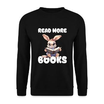Rabbit reads books and loves novels and stories - Unisex Sweatshirt - black - Front - Alina (178cm) & Michal (187cm)