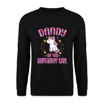 Daddy Of the Birthday Girl Unicorn Family Party - Unisex Sweatshirt - black - Front - Alina (178cm) & Michal (187cm)