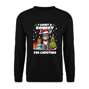 Petit âne fête Noël dans la neige - Sweat-shirt Unisexe - noir - Devant - Alina (178cm) & Michal (187cm)