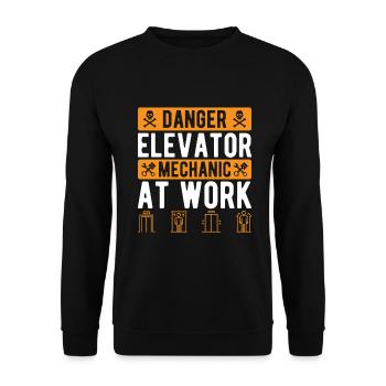 Funny Elevator Inspector Danger Elevator Mechanic - Unisex Sweatshirt - black - Front - Alina (178cm) & Michal (187cm)