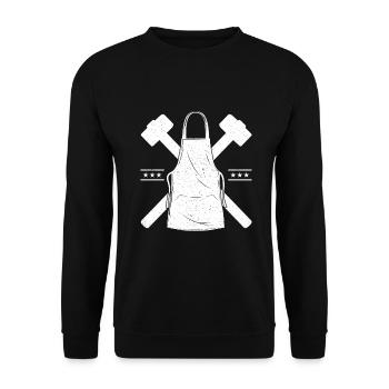 Blacksmithing Anvil Apron & Hammer Gift Idea - Unisex Sweatshirt - black - Front - Alina (178cm) & Michal (187cm)