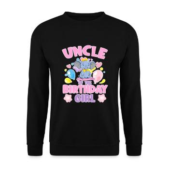 Oncle de la fête de famille éléphant fille d’anniversaire - Sweat-shirt Unisexe - noir - Devant - Alina (178cm) & Michal (187cm)