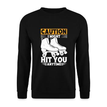 Roller Derby Girl Caution Patins à roulettes - Sweat-shirt Unisexe - noir - Devant - Alina (178cm) & Michal (187cm)