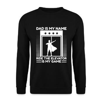Funny Elevator Mechanic Dad My Name Elevator Game - Unisex Pullover - Schwarz - Vorne - Alina (178cm) & Michal (187cm)