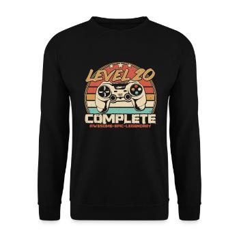 20th Birthday Gamer Level 20 Unlocked - Unisex Sweatshirt - black - Front - Alina (178cm) & Michal (187cm)