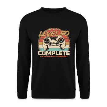 50 Geburtstag Gamer Level 50 Freigeschaltet - Unisex Pullover - Schwarz - Vorne - Alina (178cm) & Michal (187cm)