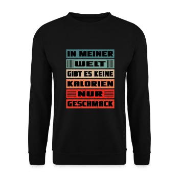 In meiner welt gibt es keine kalorien - Unisex Pullover - Schwarz - Vorne - Alina (178cm) & Michal (187cm)