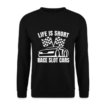 La vie est courte course voitures de circuit course - Sweat-shirt Unisexe - noir - Devant - Alina (178cm) & Michal (187cm)