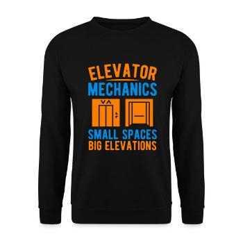 Mécanicien d’ascenseur - Petits espaces, grandes élévations - Sweat-shirt Unisexe - noir - Devant - Alina (178cm) & Michal (187cm)