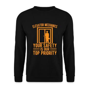 Elevator Mechanic Your Safety Is Our Top Priority - Unisex Sweatshirt - black - Front - Alina (178cm) & Michal (187cm)