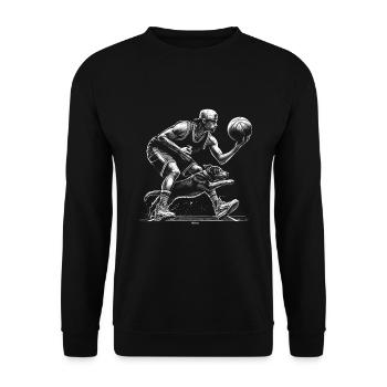 FREUNDE AUF DEM FELD BASKETBALL MIT HUND - Unisex Pullover - Schwarz - Vorne - Alina (178cm) & Michal (187cm)