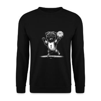BASKETBALL WITH DOG PUG DANCING - Unisex Sweatshirt - black - Front - Alina (178cm) & Michal (187cm)