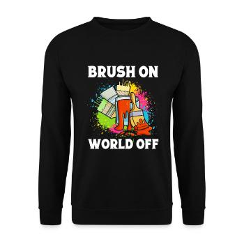 Funny Art Painter Brush On World Off Drawing Gift - Unisex Sweatshirt - black - Front - Alina (178cm) & Michal (187cm)