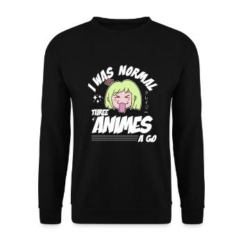 I Was Normal Three Animes A Go Japanese Anime - Unisex Pullover - Schwarz - Vorne - Alina (178cm) & Michal (187cm)