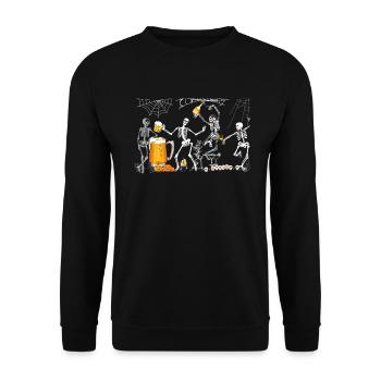 Dancing Skeletons Halloween Party Beer and Wine - Unisex Sweatshirt - black - Front - Alina (178cm) & Michal (187cm)