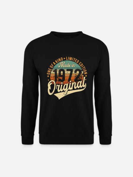 1972 Vintage Født Retro Vintage Fødselsdag - Unisex sweater - sort