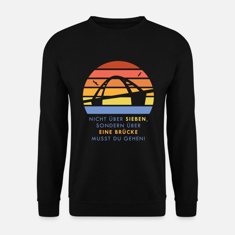 Über eine Brücke musst du gehen - Fehmarn Urlaub - Unisex Pullover - Schwarz