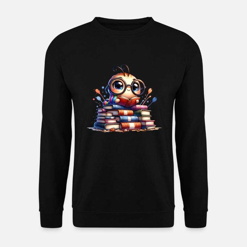 Lesen ist mein Hobby: Niedliche Eule mit Brille - Unisex Pullover - Schwarz