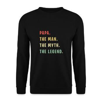 Papa Man Myth Legend - Unisex Pullover - Schwarz - Vorne - Alina (178cm) & Michal (187cm)