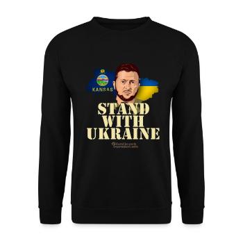 Ukraine Unterstützer Merch Kansas Selenskyj - Unisex Pullover - Schwarz - Vorne - Alina (178cm) & Michal (187cm)
