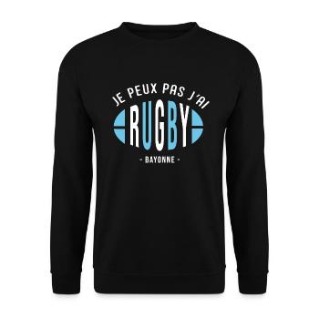 Rugby Bayonne Je peux pas j ai rugby bayonnais - Sweat-shirt Unisexe - noir - Devant - Alina (178cm) & Michal (187cm)